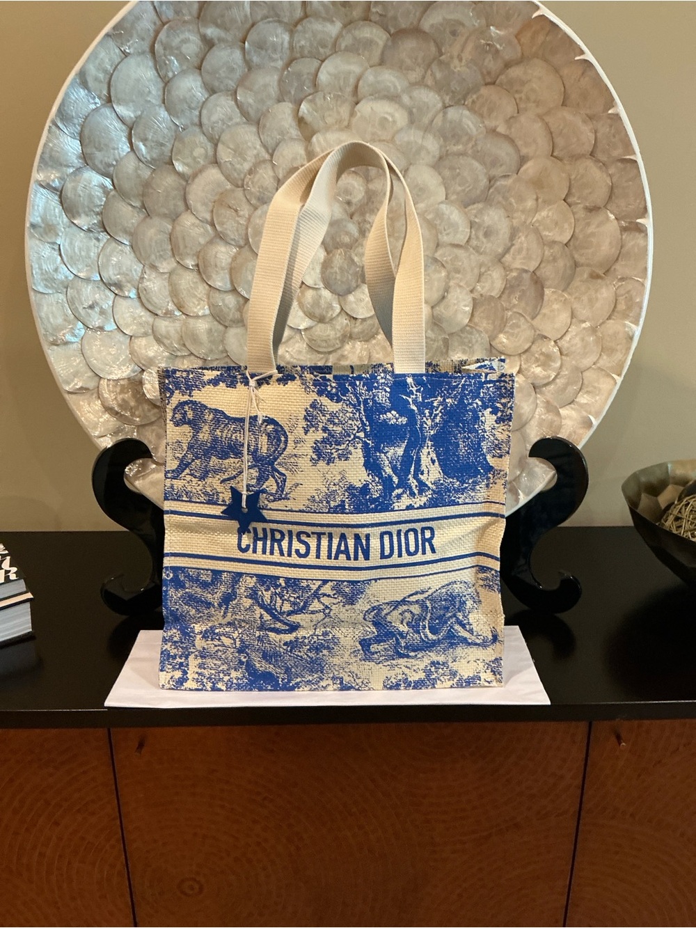 Dior Blue and Cream Christian Dior Tote
